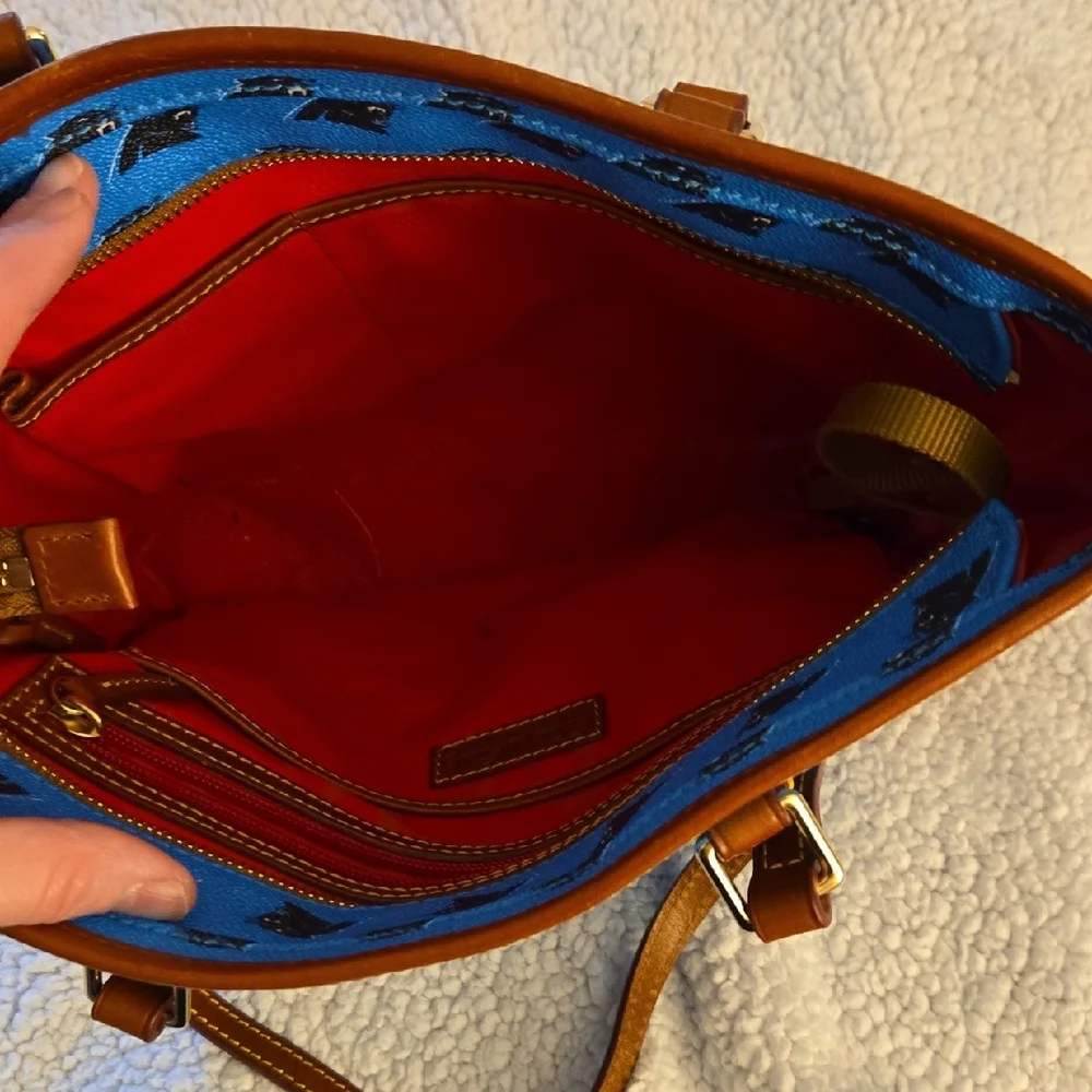 Dooney & Bourke Blue and Brown Carolina Panthers Structured Tote - Picture 6 of 12